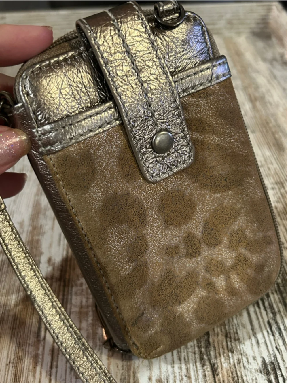 Women's The Sak Wristlet Clutch Gold Brown Animal Print